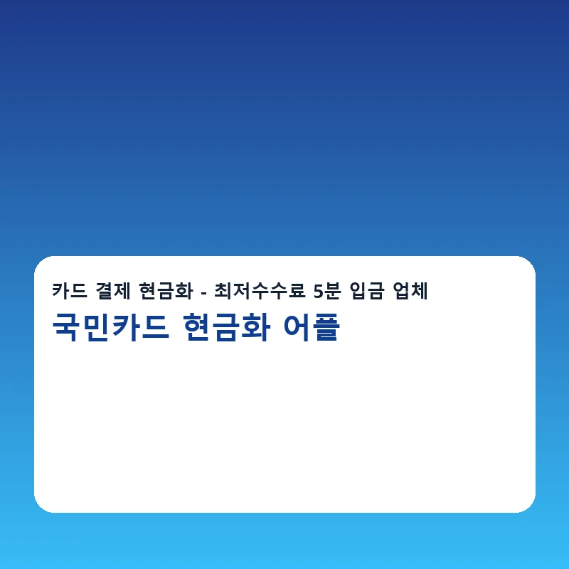 국민카드 현금화 어플 당일 진행 안내 이미지